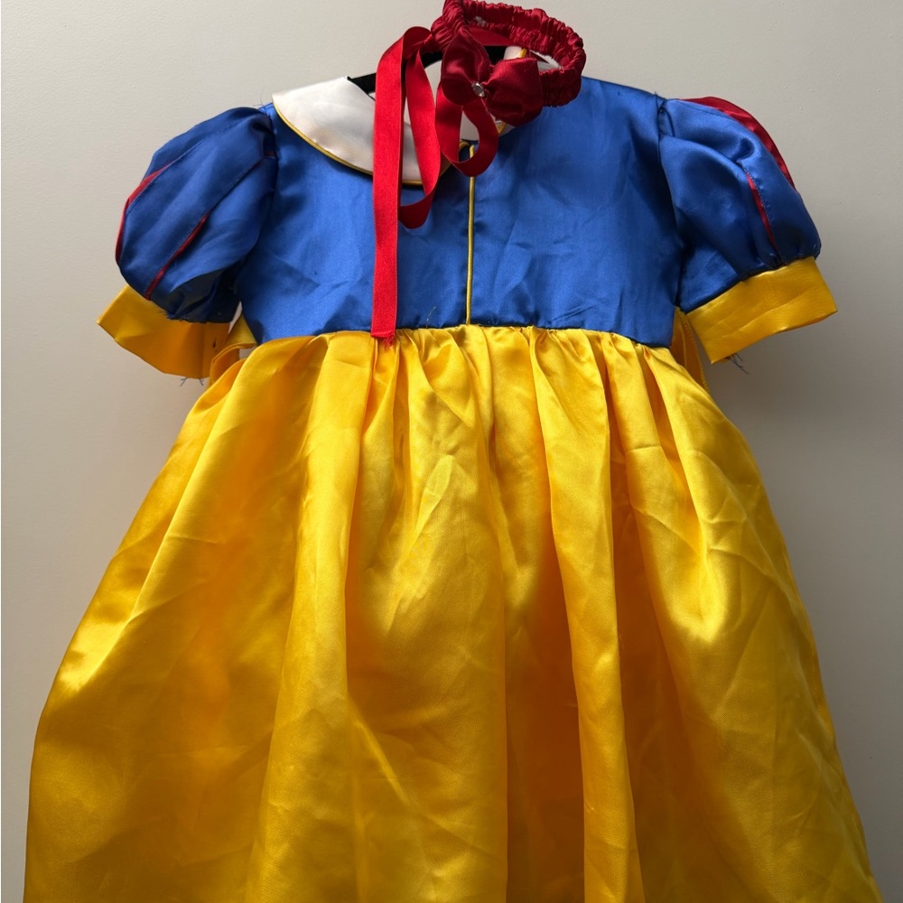 Blue and Yellow Princess Kids Costume Dress with Red Accents
Snow White